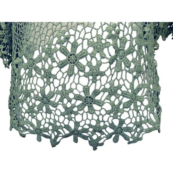 Free People Keep it Simple Lacey Baby Tee Top Seafoam Pullover Cotton Hi-Low XS - Picture 2 of 7